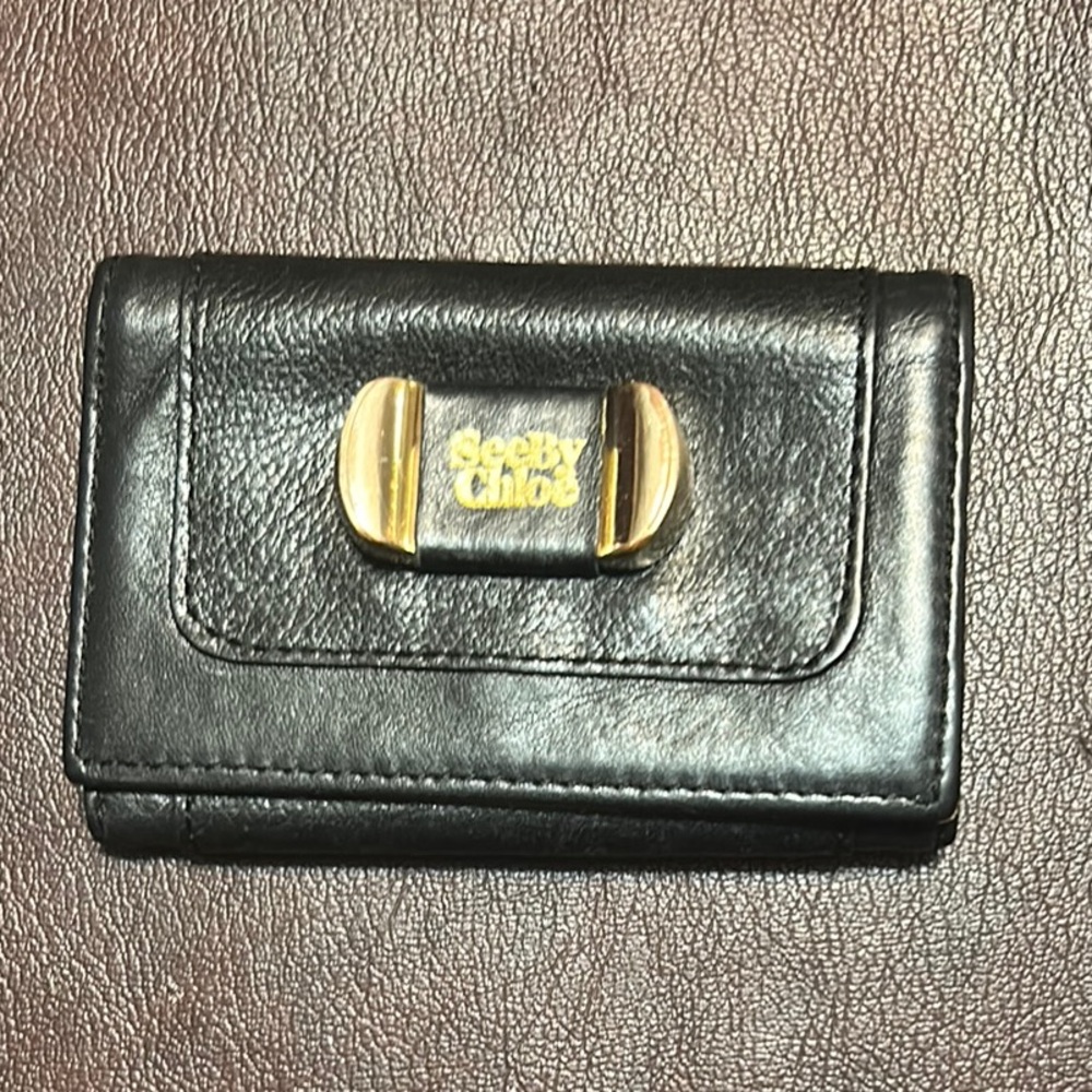 See By Chloe Black and Gold Key & Card Holder